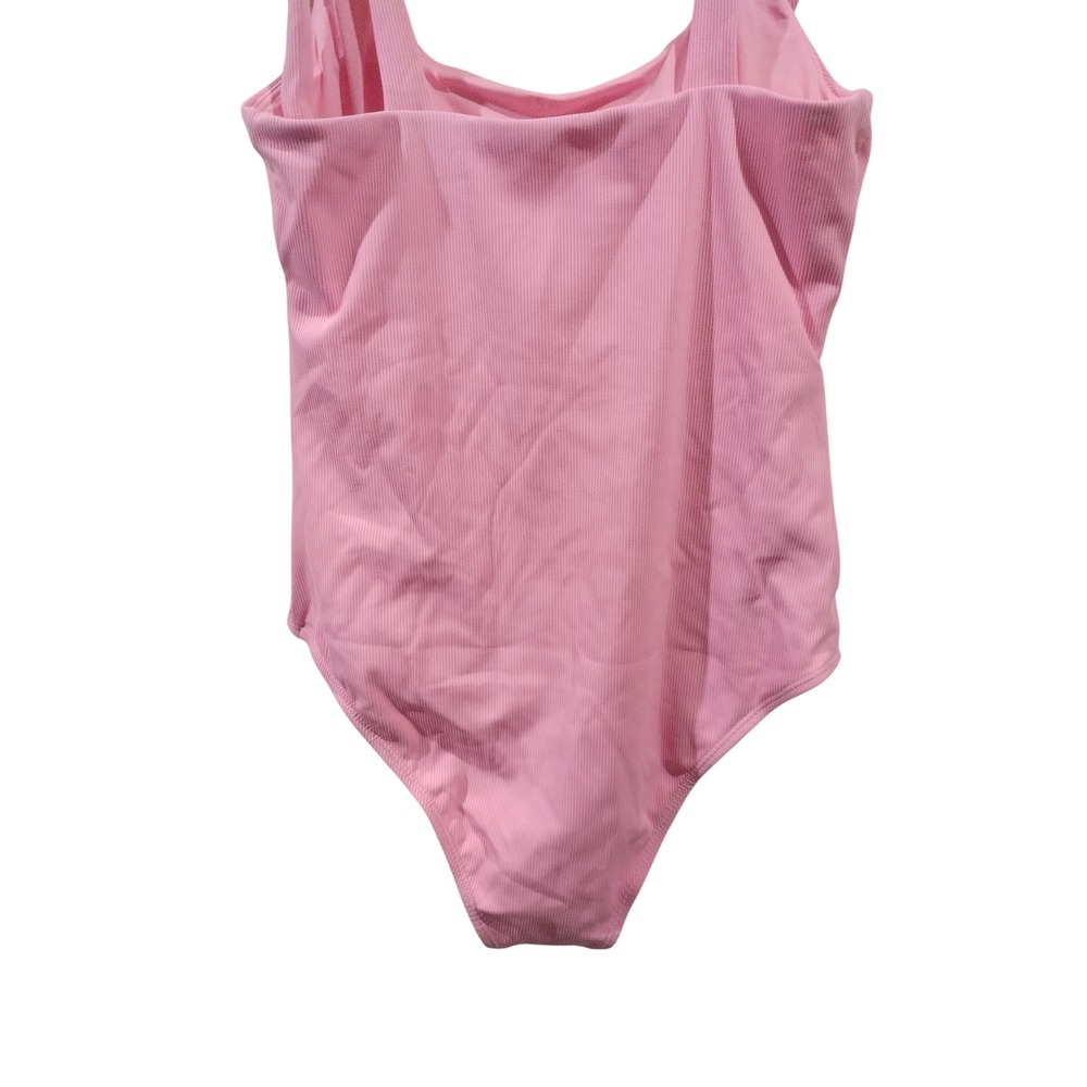 Womens One Piece Swimsuit Ribbed Tie Shoulder Pink M5B323FSOL L - Picture 4 of 6